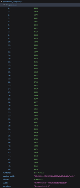 Frequência do Intel Core Ultra 7 255H Geekbench (fonte da imagem: Geekbench)