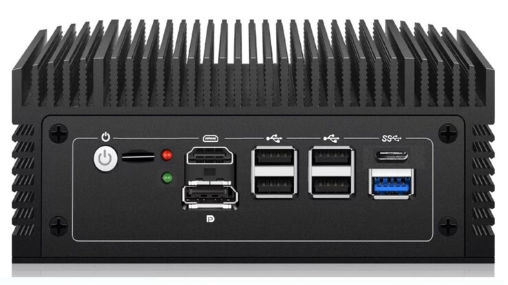 Frente: Ligar, slot para cartão SIM, DisplayPort, HDMI, 4x USB-A 2.0, USB 3.0 tipo A, USB 3.0 tipo C (fonte: Newsmay)