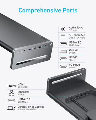 O suposto Anker USB-C Docking Station (10 em 1, suporte para monitor). (Fonte da imagem: u/joshuadwx via Reddit)