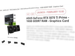 A Nvidia GrForce RTX 5070 Ti será supostamente lançada em 20 de fevereiro. (Fonte da imagem: Proshop)