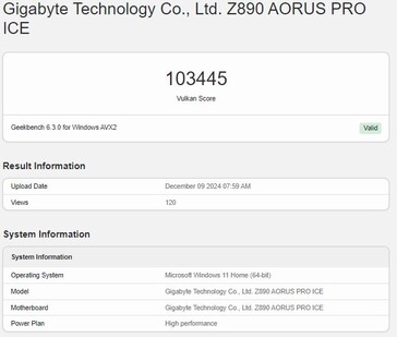 Desempenho Vulkan do Intel Arc B580. (Fonte da imagem: Geekbench)