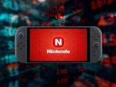 Nintendo Switch 2 visto na frente de um relógio de ações