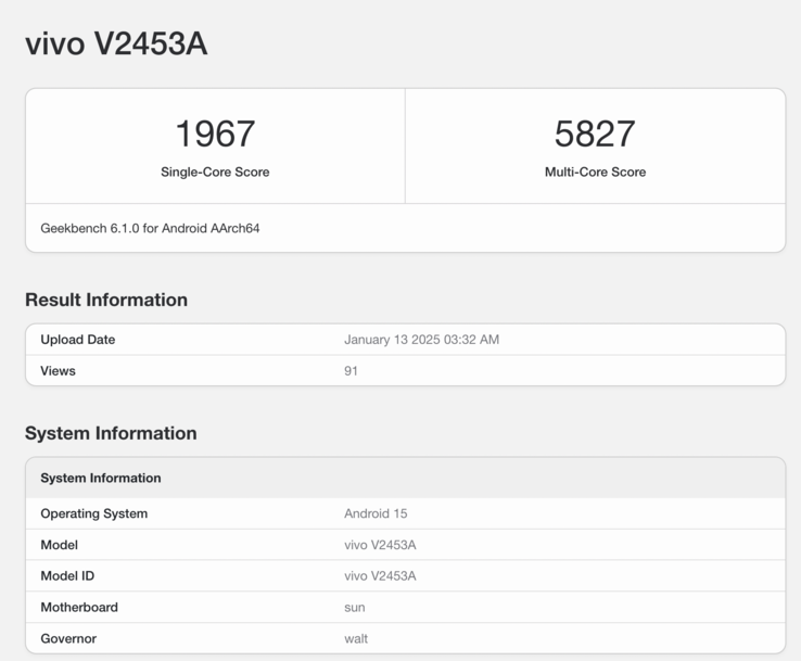 Listagem do Geekbench do possível iQoo Z10 Turbo Pro. (Fonte da imagem: Geekbench)