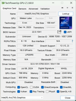 Gráficos Intel Arc GPU-Z