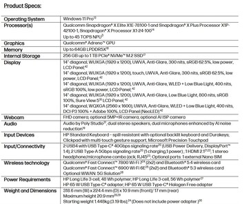 Especificações do HP EliteBook 6 G1q Next-Gen AI PC. (Fonte da imagem: HP)