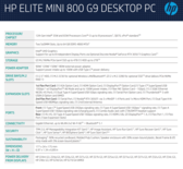 HP Elite Mini 800 G9 - Especificações. (Fonte de imagem: HP)