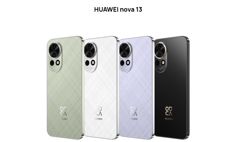 Huawei Nova 13 nas cores preto, roxo, branco e verde (Fonte da imagem: Huawei)