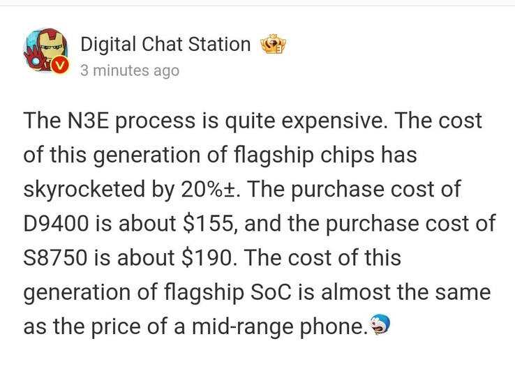 O TSMC N3E é parcialmente responsável pelo aumento nos preços do Dimensity 9400 e do Snapdragon 8 Gen 4. (Fonte da imagem: