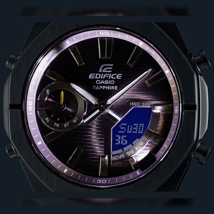 Os modelos Casio Edifice ECB-S100D têm o Super Illuminator LED. (Fonte da imagem: @geesgshock)