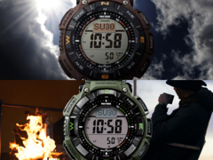 O Casio Pro Trek PRG-340L-5 (acima) e o Casio Pro Trek PRG-340B-3 (abaixo). (Fonte da imagem: Casio)