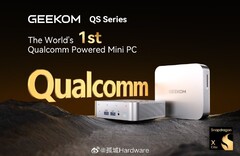 A série Geekom QS será o primeiro mini PC de consumo a contar com o SoC Snapdragon X Elite. (Fonte da imagem: Weibo)