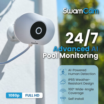 O sistema de vigilância de piscinas SwamCam Deluxe Dual Camera ajuda a evitar mortes acidentais por afogamento. (Fonte da imagem: SwamCam)