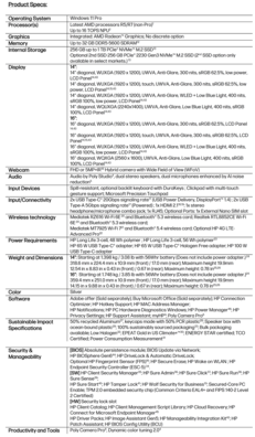 HP ProBook 4 G1a 14 e G1a 16: Especificações. (Fonte da imagem: HP)