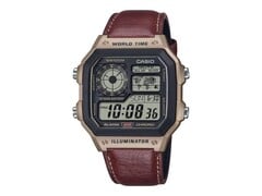 O Casio AE-1200WHL-5AV com uma atualização da pulseira de couro. (Fonte da imagem: Casio)