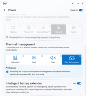 Configurações do perfil de energia do gerenciamento térmico