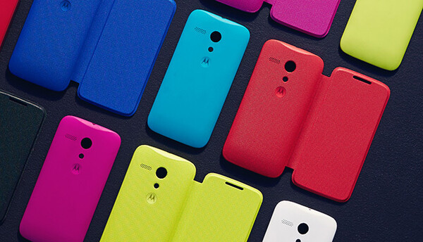 A Motorola ofereceu capas substituíveis, chamadas de conchas, em uma variedade de cores e designs para o Moto G. (Fonte da imagem: Motorola/Waybackmachine)