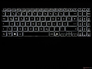 Iluminação da luz de fundo do teclado no escuro