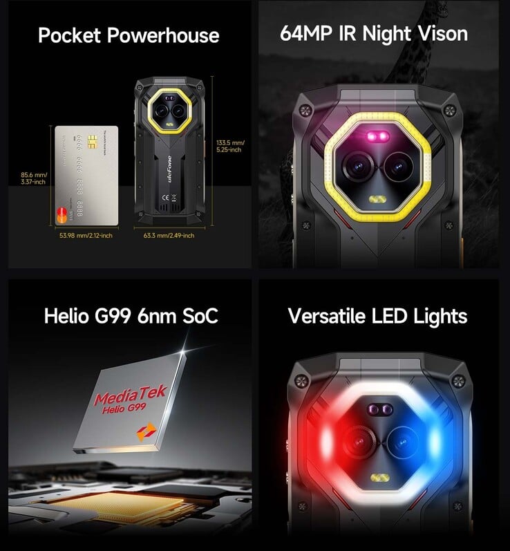 O Armor Mini 20 tem câmera de visão noturna e iluminação especializada (Fonte da imagem: Ulefone)