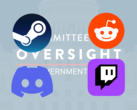 Os CEOs de 4 grandes fóruns/plataformas foram convocados para depor em 8 de outubro de 2025. (Fonte da imagem: Steam, Reddit, Discord, Twitch, Comitê de Supervisão e Reforma Governamental - Editado)