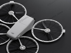 O drone compacto DJI Flip supostamente mede 136×62×165 mm quando dobrado e se expande até 233×280×79 mm. (Fonte da imagem: @Quadro_News on X/Twitter)