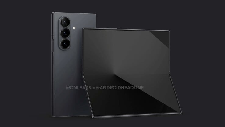 Espera-se que o Galaxy Z Fold7 mantenha a tecnologia de câmera sob a tela. (Fonte da imagem: OnLeaks &amp; Android Headlines)