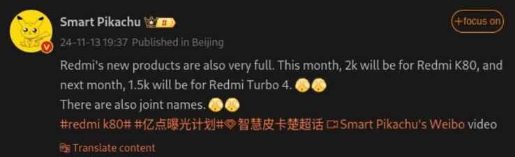 Detalhes vazados dos próximos smartphones da Redmi. (Fonte da imagem: Weibo - tradução automática)