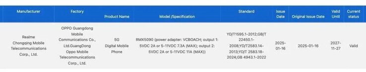 O "GT 7" é o mais recente smartphone de 120W da Realme. (Fonte: 3C via MySmartPrice)