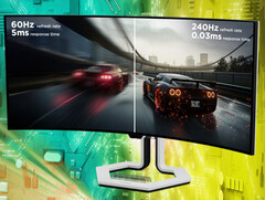 O monitor para jogos Legion Pro 34WD-10 parece contar com um painel WOLED da LG Display. (Fonte da imagem: Lenovo - editado)