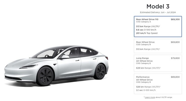 Agora existe uma quarta versão do Model 3 110 (imagem: Tesla SG)