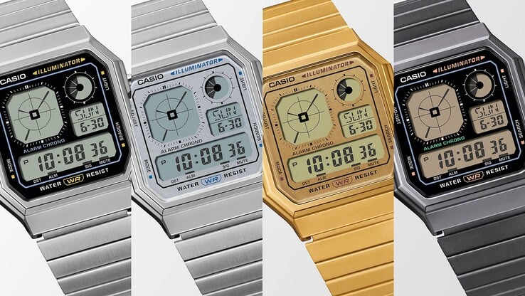 Da esquerda para a direita: os relógios Casio A130WE-1A, A130WE-7A, A130WEG-9A e A130WEGG-1A. (Fonte da imagem: Casio)