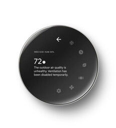 Nest Learning Thermostat (4ª geração) com alerta de mudança de energia. (Fonte da imagem: Google)