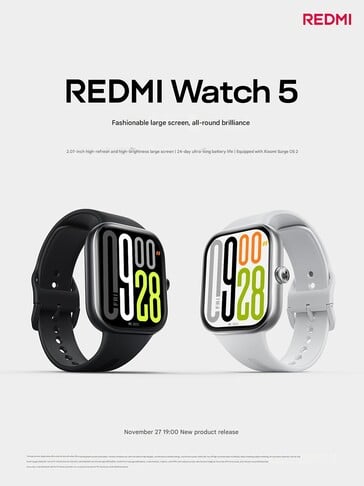 Teaser do Redmi Watch 5 (Fonte da imagem: Redmi - tradução automática)