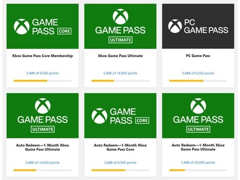 Mudanças no resgate de prêmios do Xbox Game Pass (Fonte da imagem: site Microsoft Rewards)