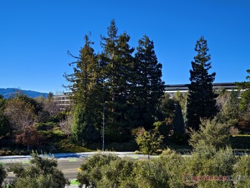 A melhor vista do Apple Park a partir do Visitor Center, que não é uma vista muito boa.