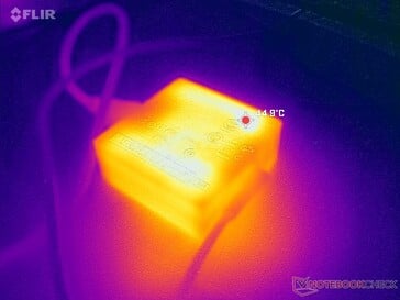 O adaptador CA atinge mais de 45 °C ao operar cargas exigentes