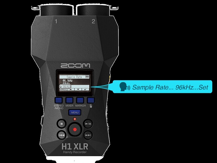 A interface Zoom H1 XLR foi projetada com descrições audíveis para que até mesmo os cegos possam operá-la. (Fonte da imagem: Zoom)