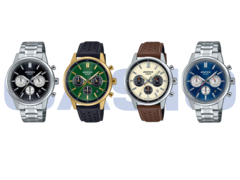 Da esquerda para a direita, Casio Edifice EFR-575D-1A, EFR-575CL-3A, EFR-575L-7A e EFR-575D-2A. (Fonte da imagem: Casio)