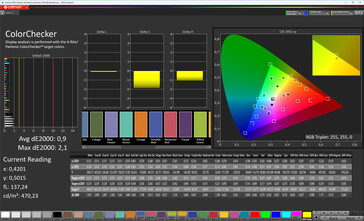 Precisão de cor da tela interna (Perfil: Profissional, Padrão; espaço de cor alvo: sRGB)