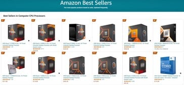 CPUs mais vendidas na Amazon. (Fonte da imagem: Amazon)