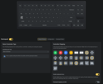 O Wootility v5 permite que o senhor remapeie o teclado para determinadas funções do controle, o que pode ser muito útil em jogos de corrida ou de simulação. (Fonte da imagem: Julian van der Merwe / Notebookcheck)