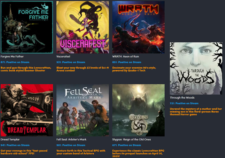 Todos os jogos do pacote Spring Break da Fulqrum Publishing (Fonte da imagem: Humble Bundle)