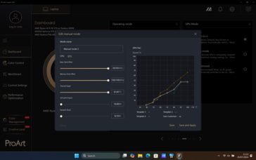 Configurações de GPU no modo manual