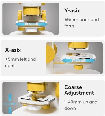 O Darwin MX Pro possui um ajuste de 3 eixos do estágio do microscópio para facilitar a centralização dos objetos. (Fonte da imagem: BeaverLab no Kickstarter)