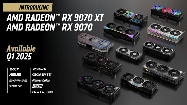 A AMD Radeon RX 9070 XT e a RX 9070 estarão disponíveis em várias AiBs (Fonte da imagem: AMD)