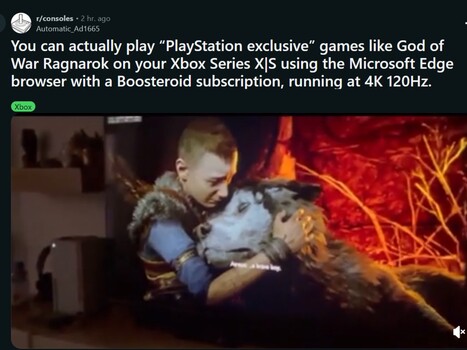 God of War Ragnarok jogando no console Xbox (Fonte da imagem: captura de tela, Console Gaming subreddit)