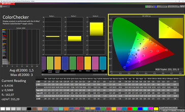 Precisão de cores (True Tone desativado, espaço de cores alvo sRGB)