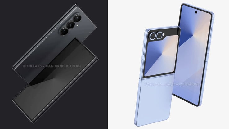 O Galaxy Z Fold7 e o Galaxy Z Flip7 devem ser lançados simultaneamente neste verão. (Fonte da imagem: Android Headlines &amp; OnLeaks)