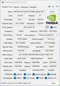 Laptop GPU-Z Nvidia GeForce RTX 4060