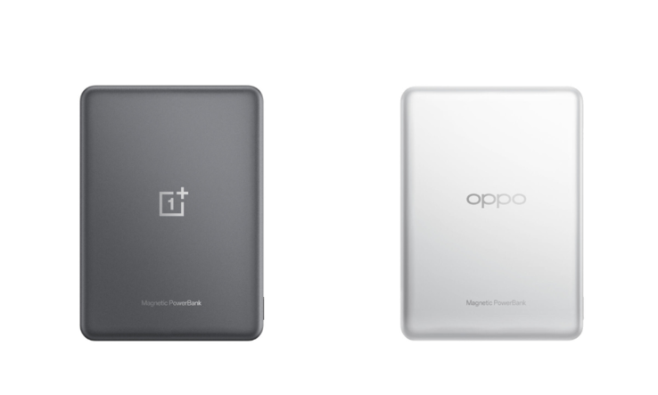 O OnePlus Magnetic Power Bank 5000mAh (à esquerda) e o Oppo Magnetic Power Bank 5000mAh (à direita). (Fonte da imagem: Oppo Shop)