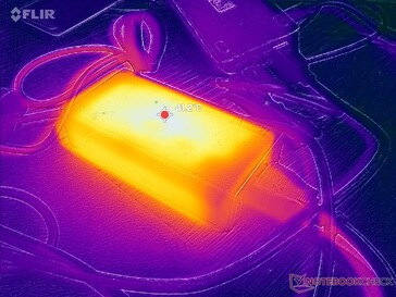 O adaptador CA pode atingir mais de 41 °C ao operar cargas exigentes por longos períodos